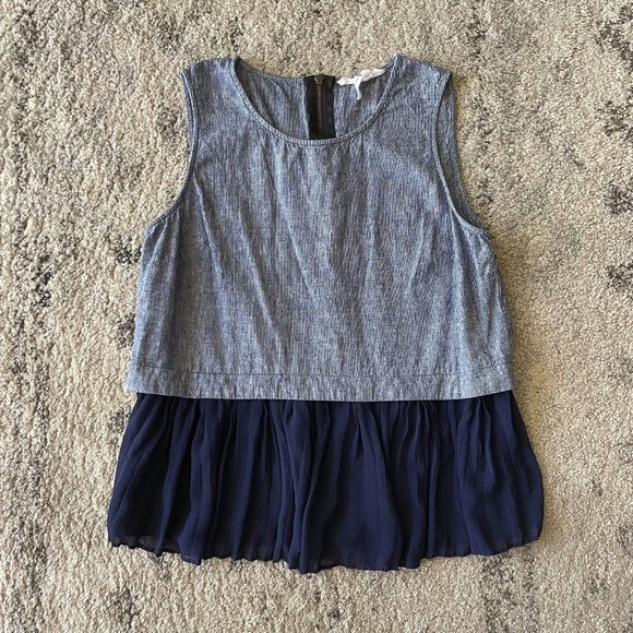 BCBG Layered Chambray Ruffle Hem Tank Top M - Picture 1 of 7